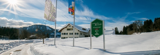 Traumhafte Winterlandschaft am Landhaus Mohr in Immenstadt im Allgäu, Urlaub im Allgäu, Winter, Sonne, Schnee