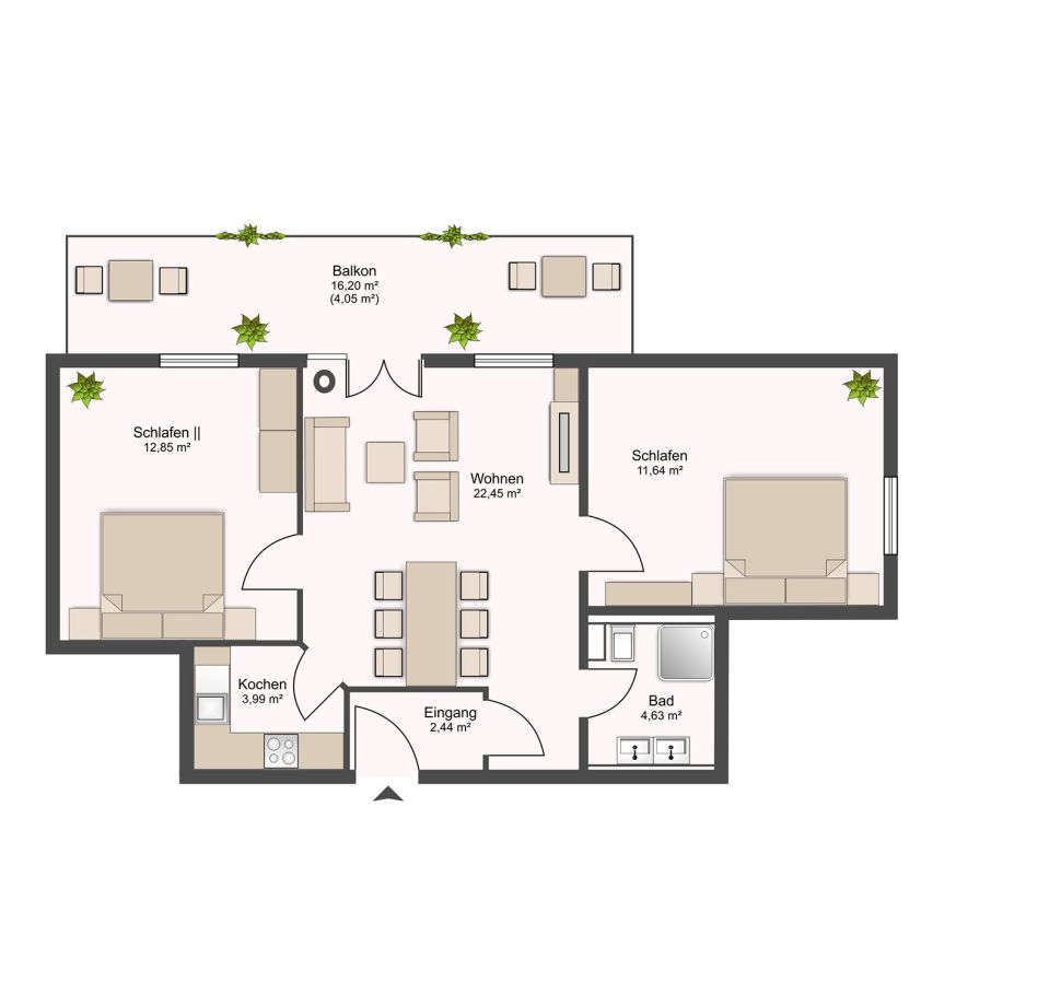 Grundriss der Ferienwohnung Klettersteig